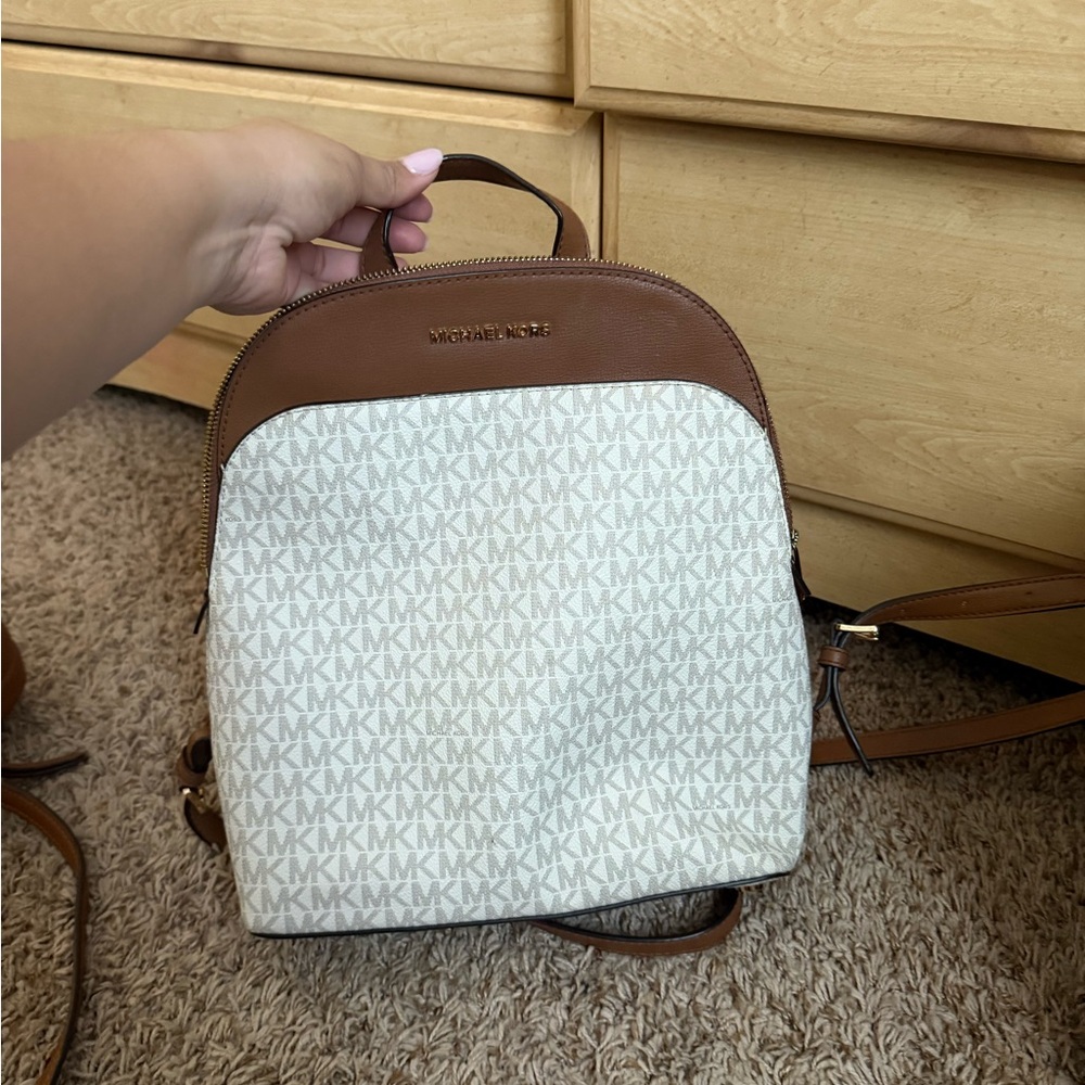 Michael Kors Cream and Brown Backpack with Chic Design